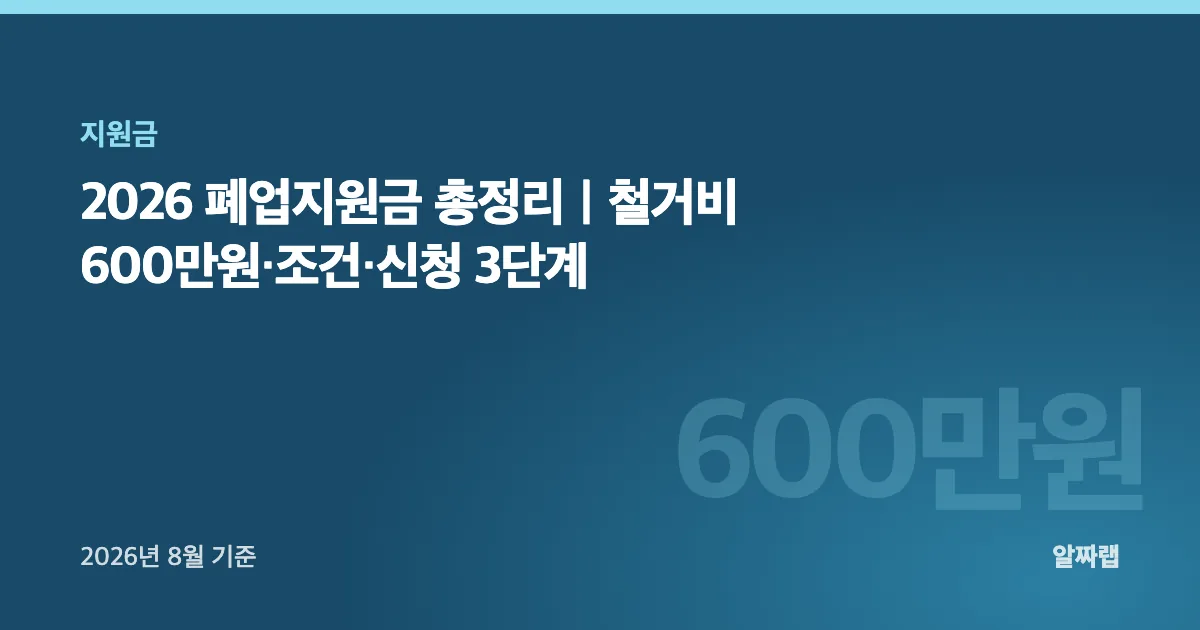 2026 폐업지원금 총정리