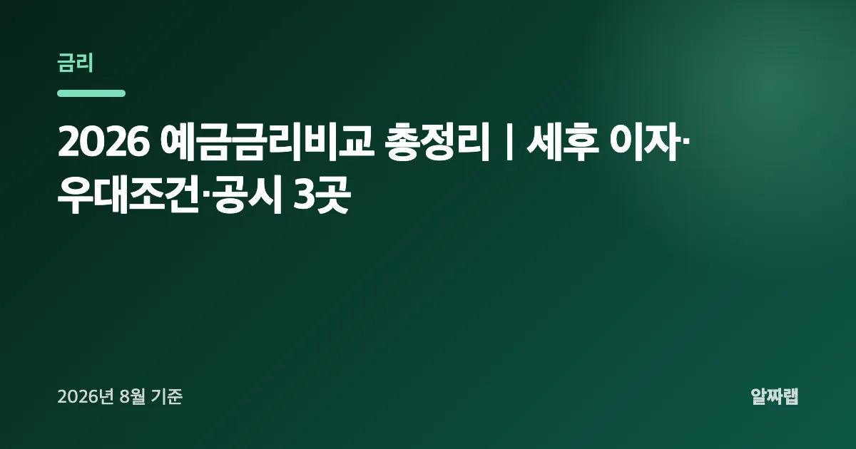2026 예금금리비교 총정리