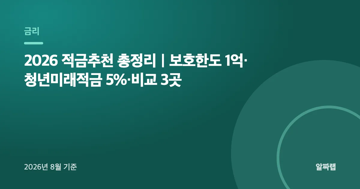 2026 적금추천 총정리