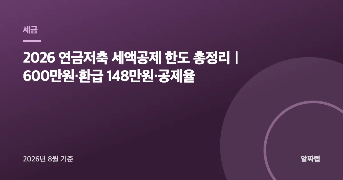 2026 연금저축 세액공제 한도 총정리