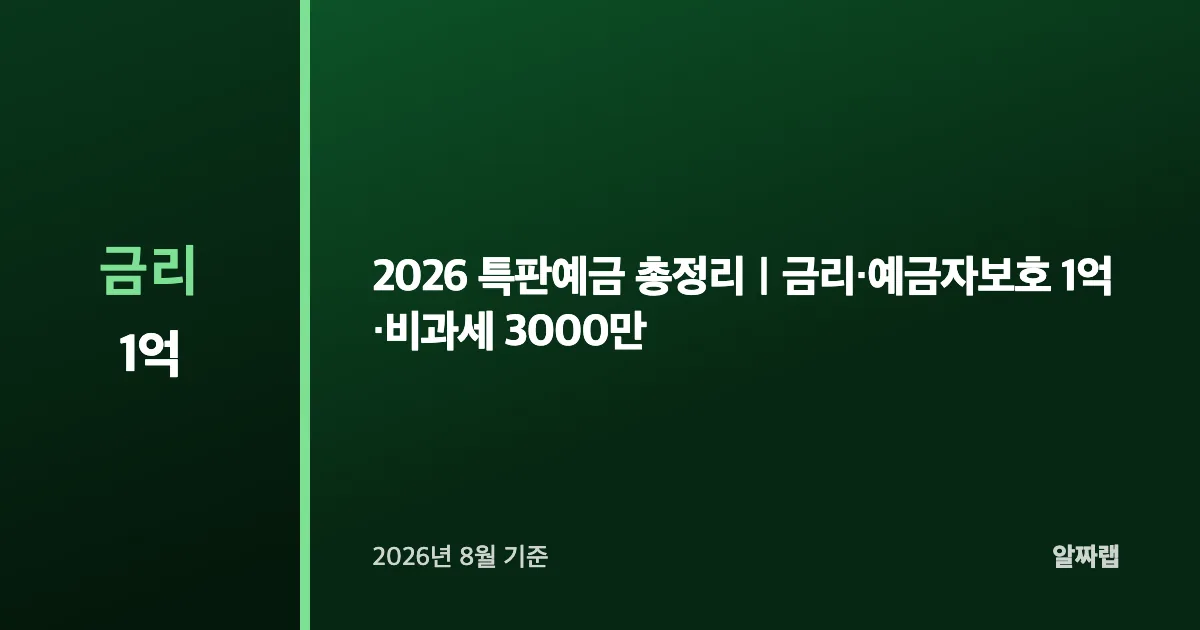 2026 특판예금 총정리