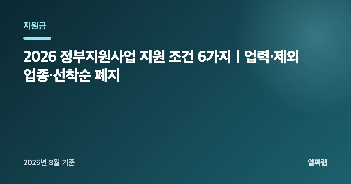 2026 정부지원사업 지원 조건 6가지
