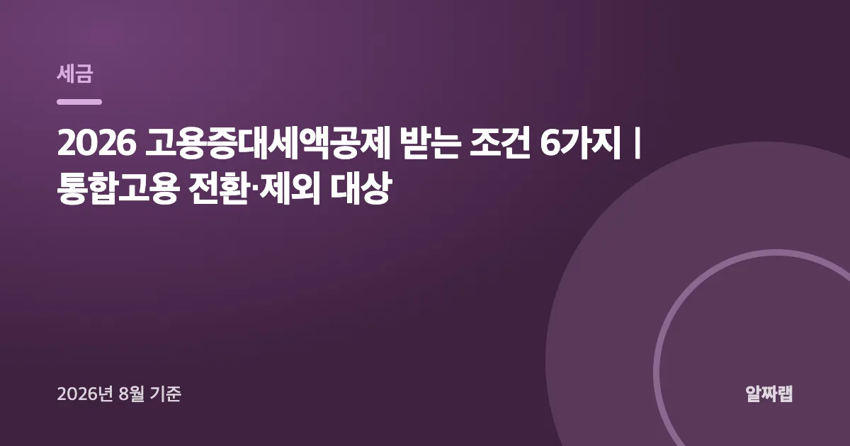 2026 고용증대세액공제 받는 조건 6가지